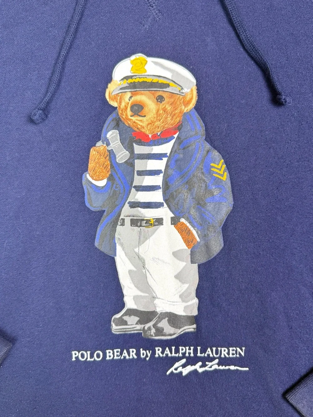 Polo Ralph Lauren Polo Bear Sailor Captain Hoodie Navy Fleece Pullover Medium